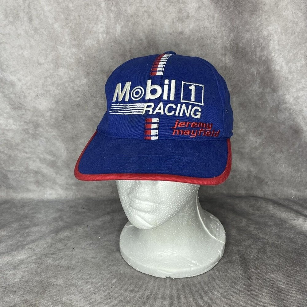 Mobil 1 Racing #12 Jeremy Mayfield NASCAR Strapback Hat Racing Blue Track Gear